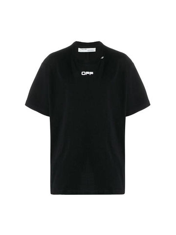 Wave Line Logo Over Short Sleeve T-Shirt Black - OFF WHITE - BALAAN 1