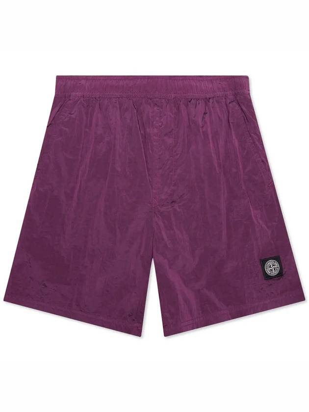 Men's Logo Patch Nylon Swim Shorts Purple - STONE ISLAND - BALAAN 2