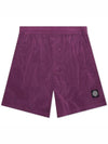 Men's Logo Patch Nylon Swim Shorts Purple - STONE ISLAND - BALAAN 3