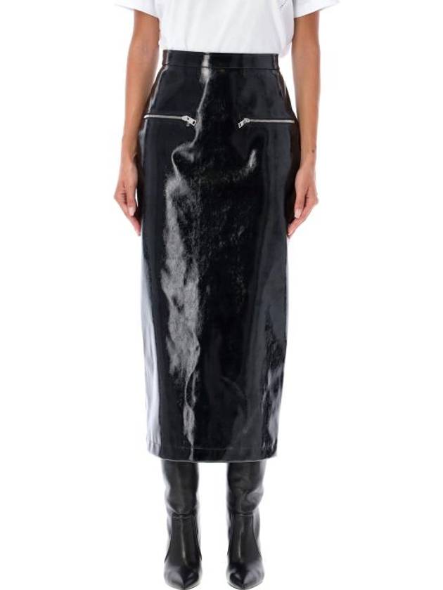 Patent leather midi H line skirt black - MSGM - BALAAN 1