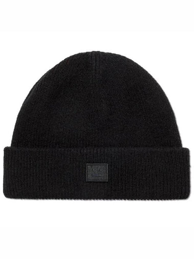 Face logo patch ribbed knit wool beanie hat - ACNE STUDIOS - BALAAN 1