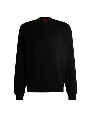 Logo Trim Regular Fit Cotton Terry Sweatshirt Black - HUGO BOSS - BALAAN 1