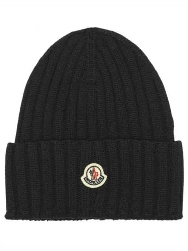 3B00036 A9327 999 Logo Patch Wool Beanie - MONCLER - BALAAN 1