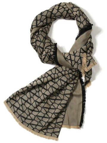 V Logo Iconographe Scarf Beige - VALENTINO - BALAAN 1