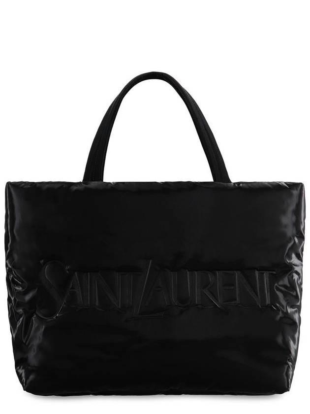 Silktech Canvas Tote Bag Black - SAINT LAURENT - BALAAN 3