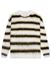 Fuzzy Striped Knit Top White - MARNI - BALAAN 1