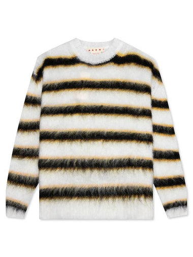 Fuzzy Striped Knit Top White - MARNI - BALAAN 1