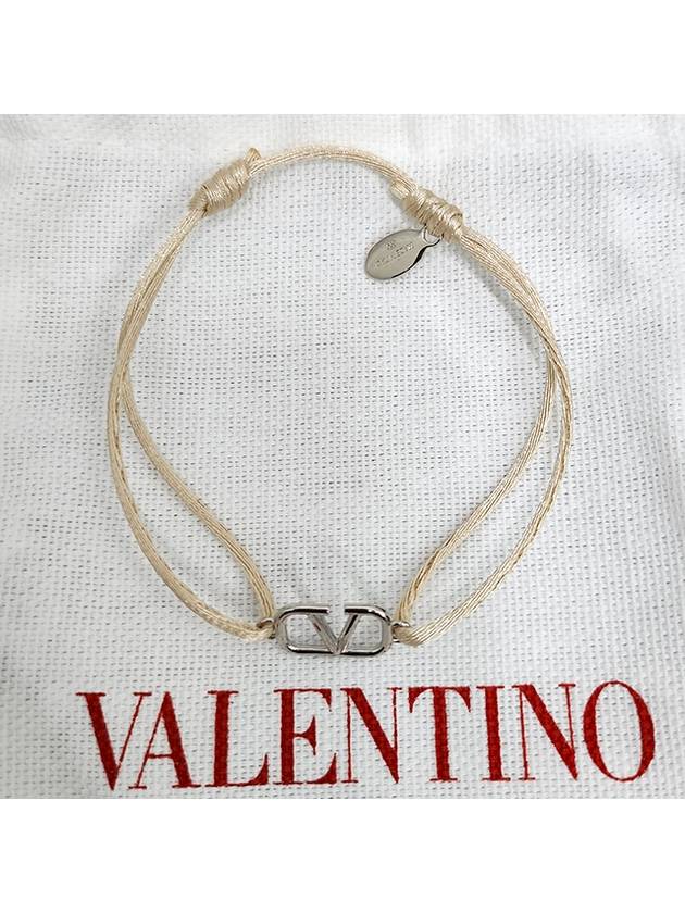 Silver V Logo Signature Bracelet Beige - VALENTINO - BALAAN 4