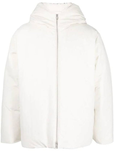 Zipper Hood Padded Down Jacket White - JIL SANDER - BALAAN 1