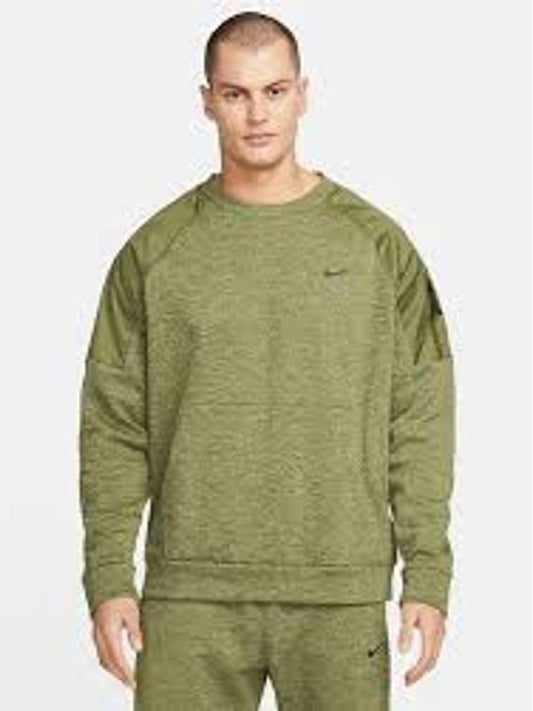 Therma Novelty Crewneck Sweatshirt Khaki - NIKE - BALAAN 2