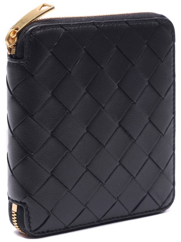 Women's Intrecciato Zipper Around Bicycle Wallet Black - BOTTEGA VENETA - BALAAN.