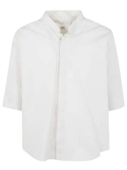 Back Logo Patch Cotton Long Sleeve Shirt Chalk - AMI - BALAAN 2