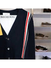 RWB Striped Intarsia Cotton Cardigan Navy - THOM BROWNE - BALAAN 4