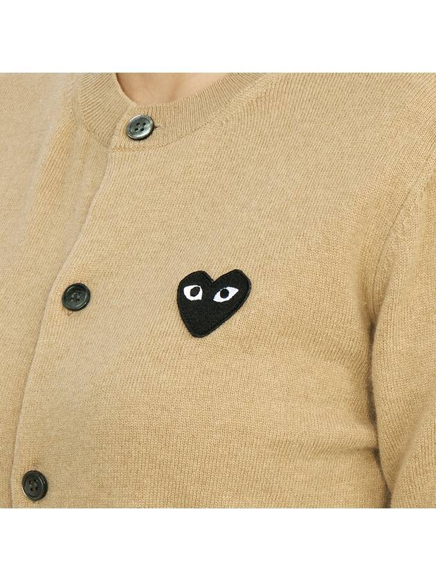 Black Heart Wappen Wool Round Neck Cardigan Beige - COMME DES GARCONS PLAY - BALAAN 8