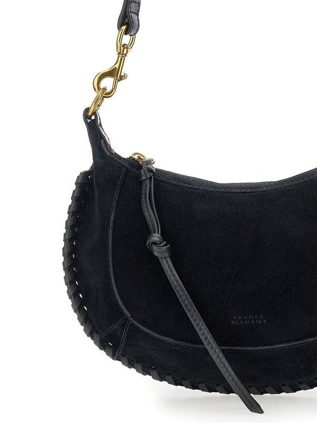 'Oskan Moon' Black Crossbody Bag With Front Logo Print In Suede Woman - ISABEL MARANT - BALAAN 3