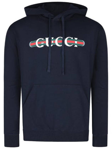 Logo Print Hoodie Navy - GUCCI - BALAAN 1