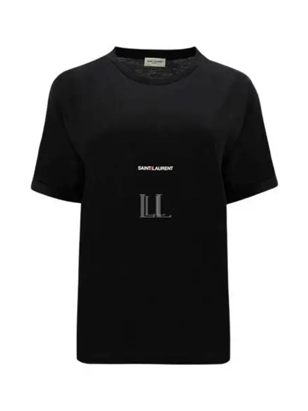 Rive Gauche Short Sleeve T-Shirt Black - SAINT LAURENT - BALAAN 2