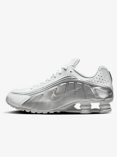 Shox R4 Lace Up Low Top Sneakers White Metallic Silver - NIKE - BALAAN 2