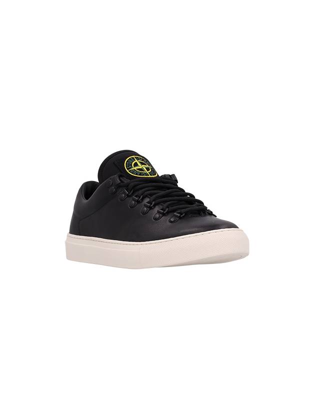 S0101 Logo Lace-Up Leather Low Top Sneakers Black - STONE ISLAND - BALAAN 3