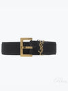 Men's Monogram Grain Leather Belt Gold - SAINT LAURENT - BALAAN 2