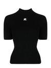 Reedition Knit Short Sleeve Turtle Neck Black - COURREGES - BALAAN 6