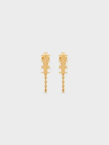 Triomphe Chain Earrings Gold Finish Brass - CELINE - BALAAN 1