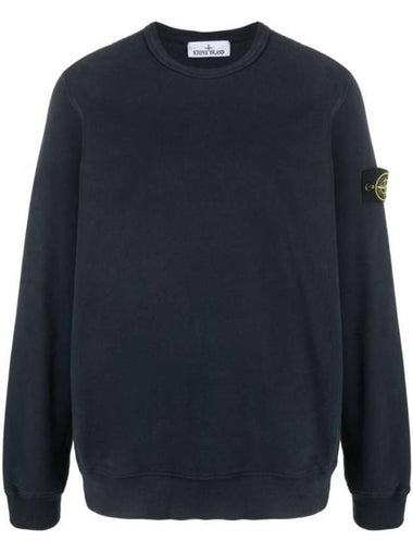 Brushed Cotton Fleece Garment Dyed Crewneck Sweatshirt Navy - STONE ISLAND - BALAAN 1