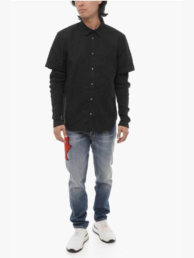 Marley Layered Cotton Long Sleeve Shirt Black - DIESEL - BALAAN 5