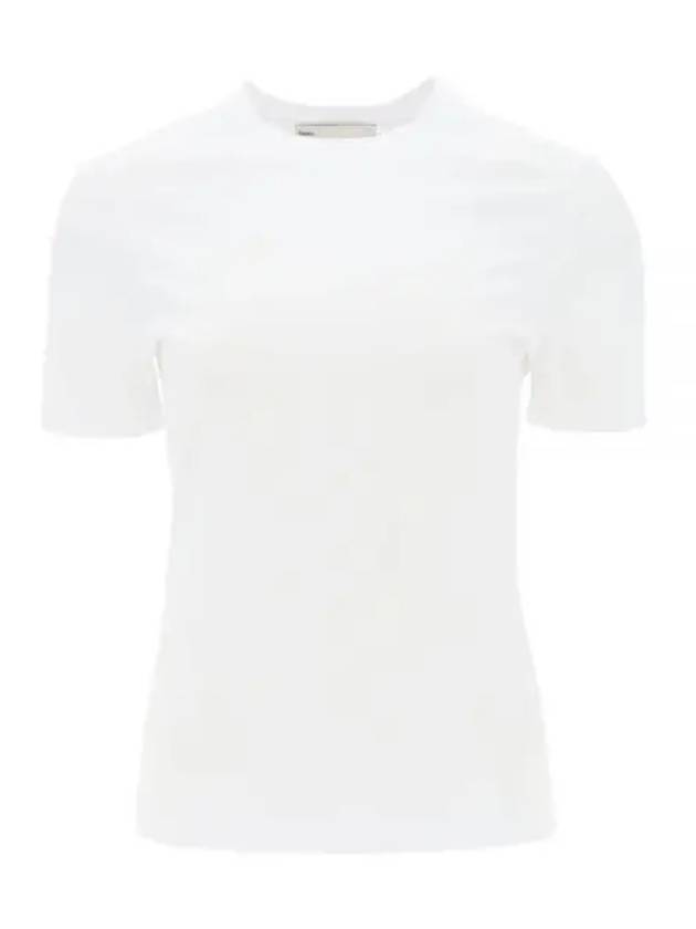 Embroidered Logo Cotton Short Sleeve T-Shirt White - TORY BURCH - BALAAN 2