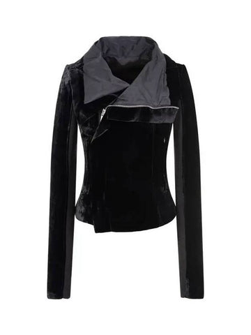 WOMEN Hidden Zipper Velor Biker Jacket Black 271743 - RICK OWENS - BALAAN 1