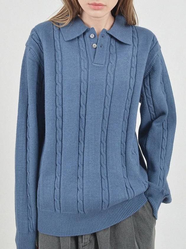 Modal Cable Collar Knit Blue - CHANCE'S NOI - BALAAN 5