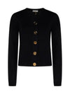 Logo Button Wool Cardigan Black - TORY BURCH - BALAAN 2