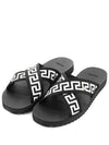 Nastro Greca Cross Slippers Black - VERSACE - BALAAN.