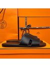 Men's Izmir Sandals Calfskin Black Blue Points - HERMES - BALAAN 3