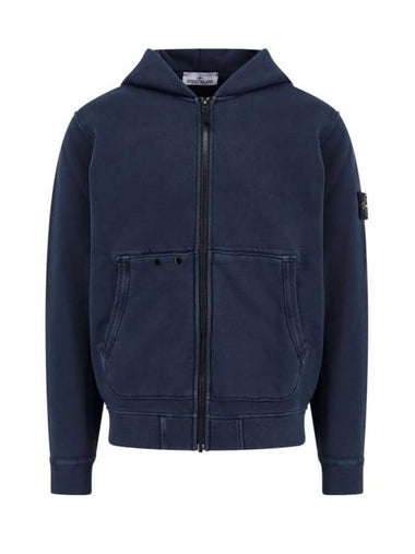 Logo Patch Zip-Up Hoodie Navy - STONE ISLAND - BALAAN 1