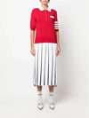 Cotton Hector Pointelle 4-Bar Polo Shirt Red - THOM BROWNE - BALAAN 7