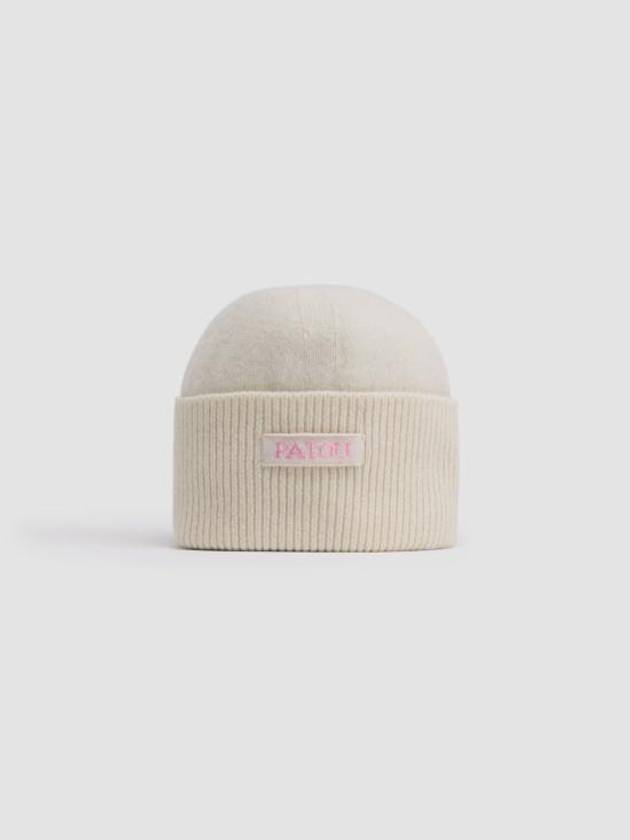 Logo Patch Wool Cashmere Beanie White - PATOU - BALAAN 2