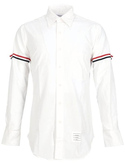 Men's Poplin Grosgrain Armband Classic Long Sleeve Shirt White - THOM BROWNE - BALAAN 2