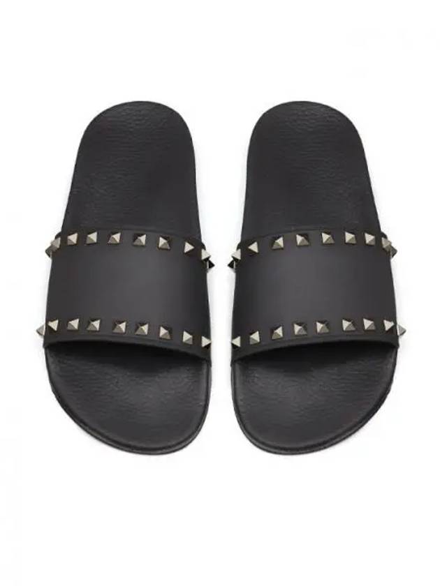 Rockstud Slippers Black - VALENTINO - BALAAN 2