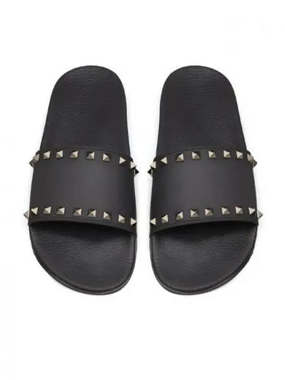 Rockstud Slippers Black - VALENTINO - BALAAN 2