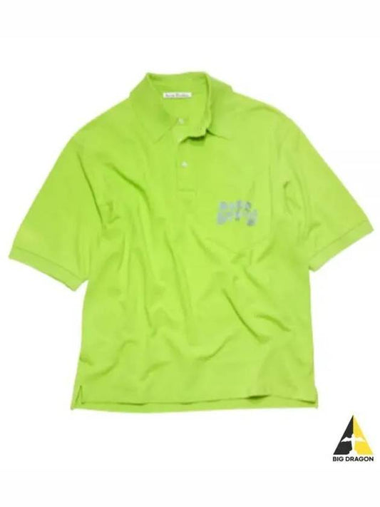 Embroidered Logo Polo Shirt Lime Green - ACNE STUDIOS - BALAAN 2