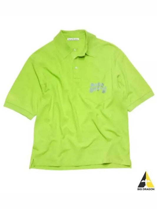 Logo Embroidered Polo Shirt Lime Green - ACNE STUDIOS - BALAAN 2