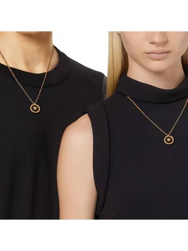 Enamel Medusa Pendant Necklace Black Gold - VERSACE - BALAAN 4