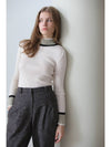 Caisienne color block half neck polar knit ivory - CAHIERS - BALAAN 3