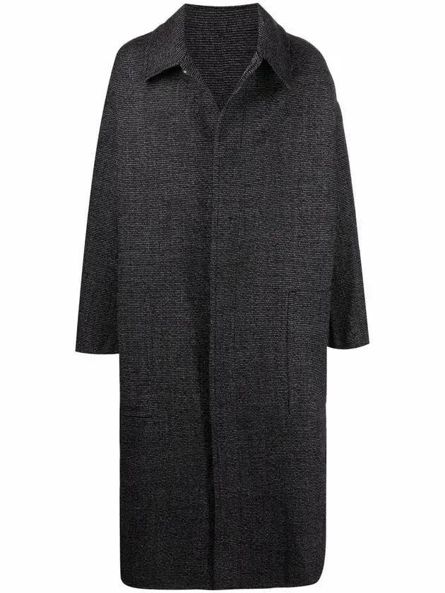 Oversized Wool Single Coat Black - AMI - BALAAN 1