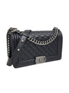 A67086 Black Lambskin Boy Medium Vintage Silver Chain Shoulder Bag - CHANEL - BALAAN 2