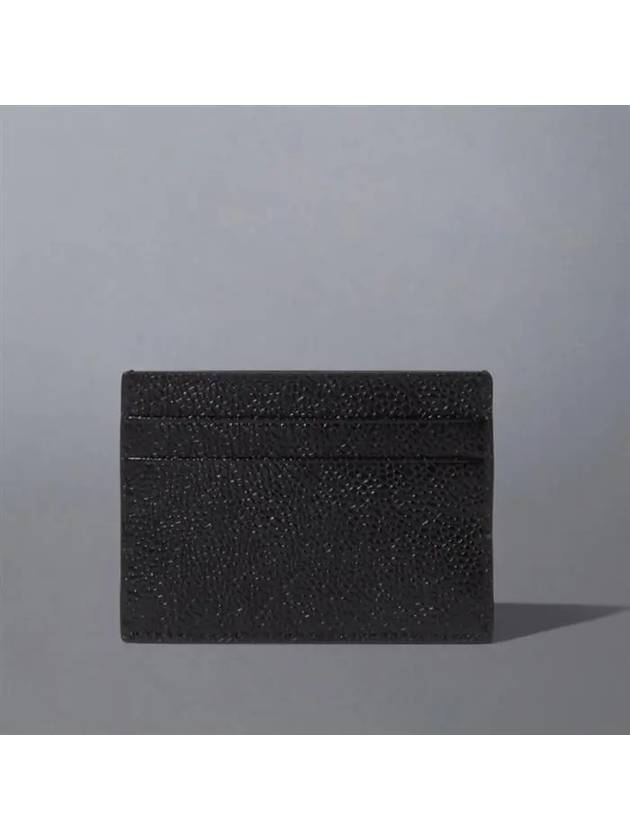 Stripe Note Compartment Pebble Grain Leather Card Wallet Black - THOM BROWNE - BALAAN 3