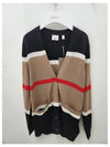 Striped Cashmere Silk Cardigan Camel - BURBERRY - BALAAN.