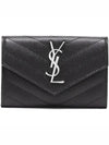 Envelope quilted silvertone logo fold card holder - SAINT LAURENT - BALAAN 1