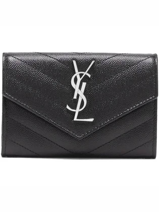 Envelope quilted silvertone logo fold card holder - SAINT LAURENT - BALAAN 1